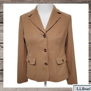 L.L. Bean Wool Nylon Blend Camel Blazer Sz L